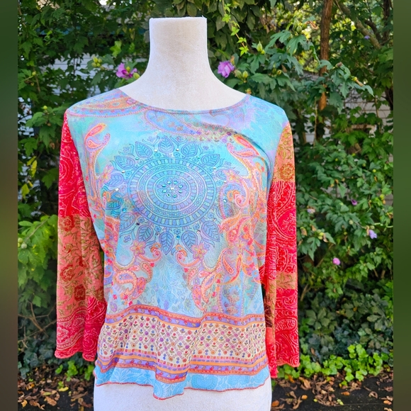 Laura G Tops - Sparkle & Shimmer Boho Yoga Vibe Blouse